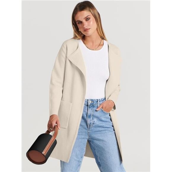 Women's Open Front Knit Cardigan: Lightweight Casual Long Coatigan Sweater - Picture 3 of 7